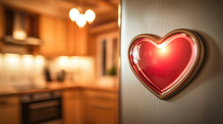A charming heart decoration adds a touch of warmth and love to a cozy modern kitchen. The soft glow creates a welcoming atmosphere, perfect for home gatherings.の素材