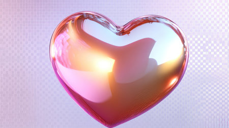 This digital illustration features a shiny heart shape with colorful reflections, radiating warmth and love. Ideal for romantic themes in design.の素材