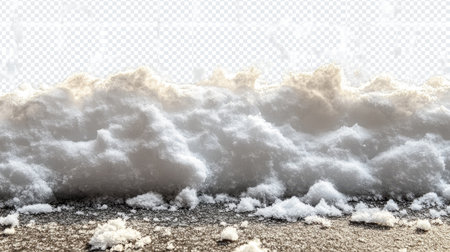 A close-up view of soft snow accumulation on the ground showcasing a serene winter scene with gentle textures and a peaceful atmosphere.の素材