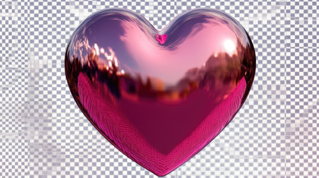 A vibrant pink heart balloon with a glossy finish, floating gracefully on a transparent background. Perfect for love-themed designs and festive occasions.の素材