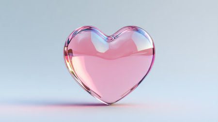 A beautiful pink glass heart symbolizing love and affection. This shiny, transparent object serves as an elegant decoration for various occasions, evoking warmth and togetherness.の素材