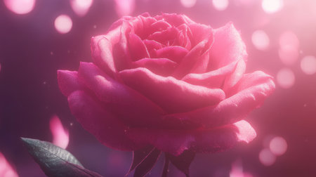 A stunning close-up of a pink rose showcasing its exquisite petals and gentle light effects. This image encapsulates beauty and romance, perfect for floral themes.の素材