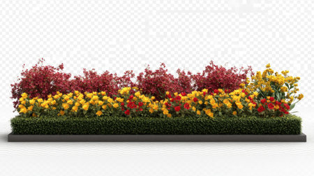A vibrant floral arrangement featuring bright yellow, red, and lush green foliage, perfect for decorating spaces or enhancing garden designs.の素材
