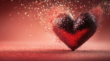 A dazzling heart shape created with sparkling glitter on a soft background. Perfect for themes of love, celebration, and artistic expression.の素材
