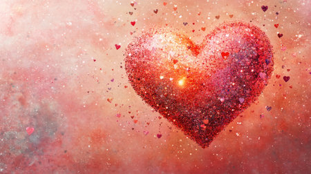 This enchanting image features a sparkling heart with floating hearts against a dreamy backdrop. Ideal for expressing love and joy in various creative projects.の素材