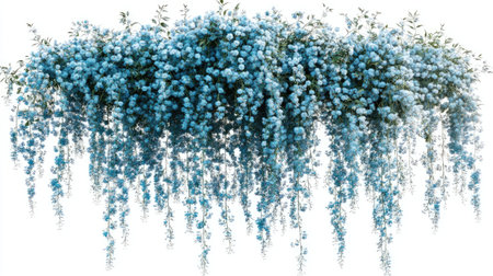 A stunning floral arrangement featuring delicate blue blooms cascading gracefully. Perfect for events, decor, and nature-inspired designs.の素材