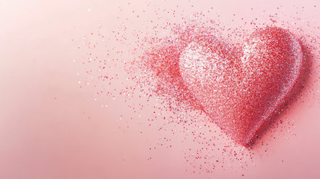 A stunning heart shape covered in shimmering glitter on a soft pink background. This captivating image embodies love and joy, perfect for romantic themes.の素材