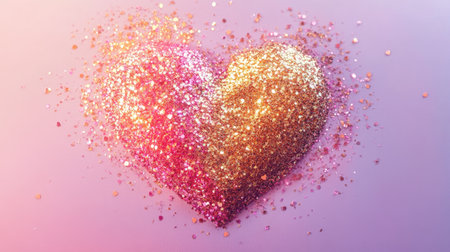 A stunning heart shape made of colorful glitter particles, radiating joy and romance. This sparkling design captures beauty and creativity, perfect for various occasions.の素材