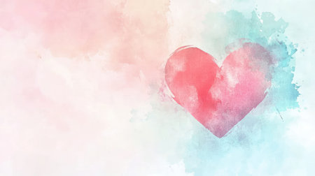 This image features a beautiful watercolor heart in soft pastel colors, perfect for conveying love and affection. Ideal for Valentine's Day themes.の素材