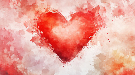 A vivid watercolor illustration of a heart, surrounded by soft, colorful splashes. Perfect for romantic themes, greetings, and emotional expressions in design.の素材