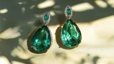 Discover the allure of these exquisite green gemstone earrings featuring elegant teardrop shapes and intricate silver detailing, perfect for any occasion.の素材