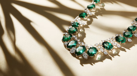This stunning green gemstone necklace features intricate design with sparkling accent stones, perfect for special occasions or elegant attire.の素材