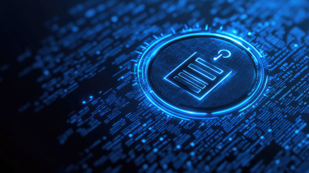 A striking digital shopping icon set against a glowing circuit board background. This modern graphic symbolizes online commerce and secure transactions in a technology-driven world.の素材