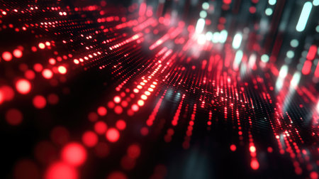 A mesmerizing abstract background featuring vibrant red and blue light particles. This digital design evokes a sense of motion and modern technology, perfect for various multimedia projects.の素材