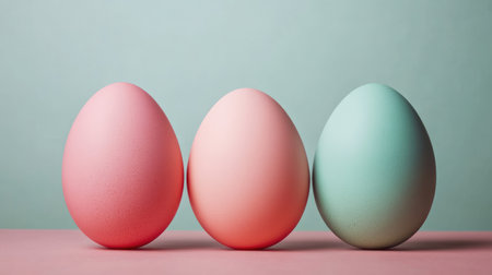 Soft pastel eggs in pink and mint hues create a serene spring scene. Perfect for celebrating Easter or adding a cheerful touch to any festive decor.の素材