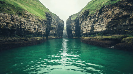 Explore a stunning coastal scene featuring steep rocky cliffs and calm turquoise water that invites tranquility and adventure in nature.の素材