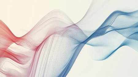 This image features a captivating blend of red and blue waves, creating a serene and elegant atmosphere, perfect for various creative projects and backgrounds.の素材