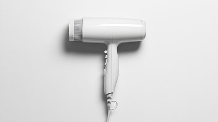 This minimalist hair dryer features a sleek white design, ideal for modern styling. Perfect for home or professional use, it combines function and elegance.の素材
