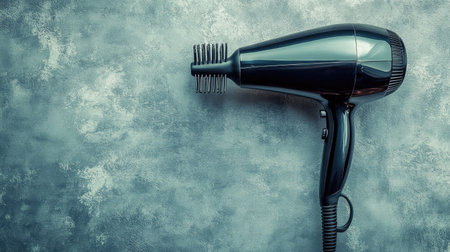 A modern hair dryer designed for professional use, featuring a sleek black exterior and innovative styling technology. Perfect for beauty enthusiasts.の素材