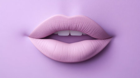 This image features soft pink lips set against a light purple background, perfect for beauty, cosmetics, and fashion themes. The smooth texture enhances elegance and allure.の素材