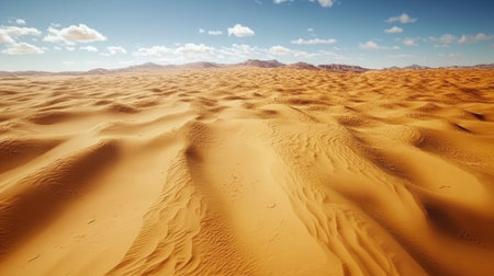 Explore a stunning desert landscape featuring rolling sand dunes under a clear blue sky. This serene scene captures the beauty of natureの素材