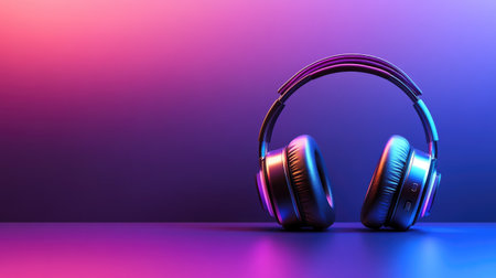 This image features stylish headphones against a vibrant, colorful background, perfect for showcasing music technology and lifestyle. Ideal for creative projects.の素材