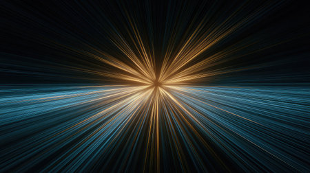 A mesmerizing abstract representation of radiant light bursting with vibrant rays, creating a dynamic flow of energy in deep space. Perfect for creative projects.の素材