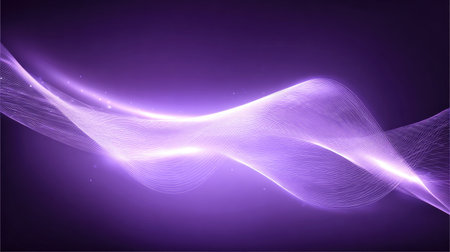 A captivating abstract image featuring elegant purple waves of light. The smooth flowing lines create a visually pleasing backdrop, ideal for various artistic projects.の素材