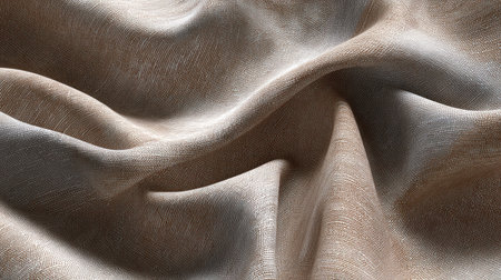 Capture the beauty of this elegant linen fabric texture, showcasing soft drapes in warm neutral tones, perfect for enhancing any modern interior design project.の素材