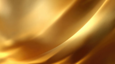 This image captures a stunning golden silk fabric with smooth folds and a lustrous sheen, ideal for backgrounds in design projects that convey elegance and luxury.の素材