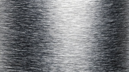 This high-resolution image features a shiny brushed metal surface, showcasing fine textures and subtle gradients, ideal for backgrounds or design projects.の素材