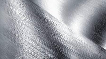 This abstract metallic background features a brushed texture with sleek lines and shiny reflections, perfect for modern designs or creative projects requiring elegance.の素材