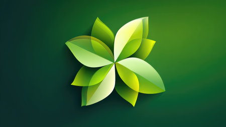 A vibrant and polished abstract floral design featuring sleek green leaves, perfect for themes of nature, growth, and modern creativity in various projects.の素材