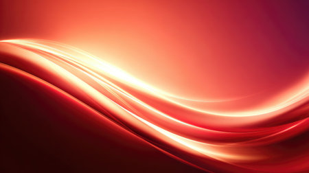 This abstract background features soft waves of red and orange light, creating a serene atmosphere perfect for modern design projects and artistic expressions.の素材