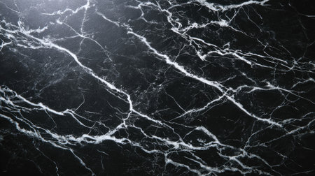 A stunning black marble surface features striking white veins, perfect for adding a touch of elegance and sophistication to any design project or interior space.の素材