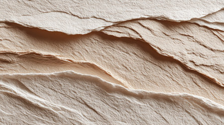 Captivating close-up of textured layers of natural paper in warm tones, creating a soothing visual experience. Perfect for artistic projects or design inspiration.の素材