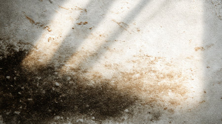 This image features a weathered surface with intricate brown stains and shadows, creating a striking abstract texture perfect for artistic projects and backgrounds.の素材