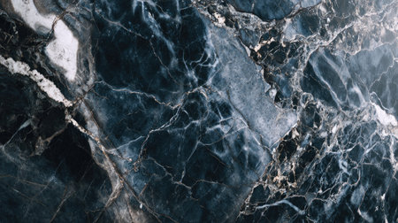 High-resolution image of a dark marble stone surface showcasing intricate veins and textures. Ideal for design projects, backgrounds, and premium aesthetics in decor.の素材