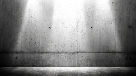 A minimalist concrete wall with soft lighting creates a serene atmosphere. Ideal for backgrounds, this image showcases modern design and contemporary aesthetics.の素材