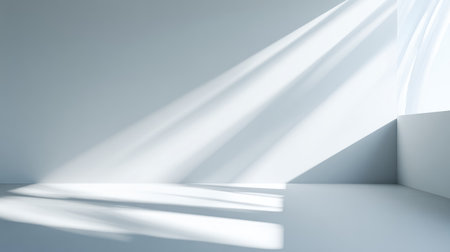 A bright and airy minimalist interior showcasing soft natural light and gentle shadows, perfect for various design, photography, and creative projects.の素材