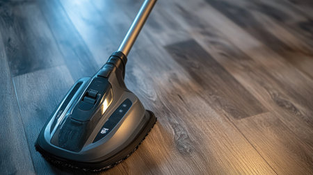 Discover the effectiveness of a sleek cordless vacuum cleaner showcased on a wooden floor, highlighting innovative design and powerful performance for modern households.の素材