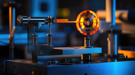 Explore a captivating laboratory scene showcasing advanced optical systems and precision engineering. Ideal for articles on technology, research, and scientific innovation.の素材