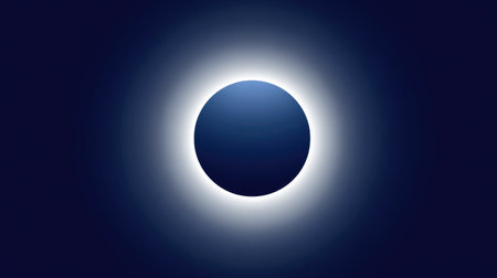 A mesmerizing deep blue circle radiates a soft glow against a dark night sky, creating a serene and captivating atmosphere perfect for artistic and cosmological themes.の素材