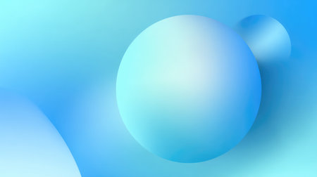 Smooth and soothing soft blue abstract background featuring floating spheres and vibrant gradients, perfect for modern design projects and creative concepts.の素材