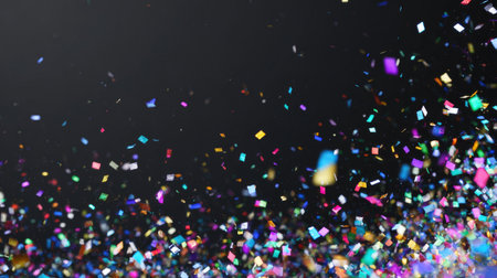 This dynamic image captures colorful confetti flying through the air, creating a lively and joyful atmosphere perfect for celebrations and special events.の素材