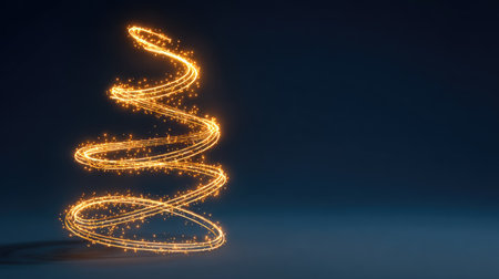 A captivating image of a shimmering light trail shaped like a Christmas tree, creating a magical and festive atmosphere perfect for holiday celebrations.の素材