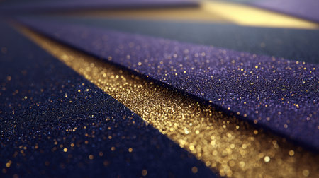 This captivating image showcases a close-up of shimmering glitter textures in blue and gold tones, perfect for enhancing creative design projects with elegance and style.の素材