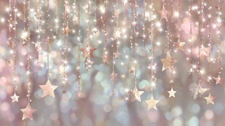A mesmerizing background featuring soft glowing stars and sparkling lights in beautiful pastel tones, perfect for creating a whimsical and dreamy atmosphere for any special event.の素材