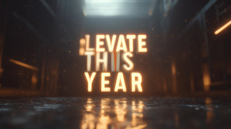 A captivating visual featuring an inspiring quote that shines brightly, encouraging viewers to elevate their aspirations and seek success in the coming year.の素材