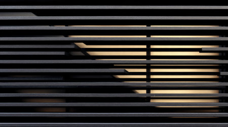 This abstract image captures the interplay of light and shadows through layered lines, evoking a sense of modern architecture and minimalist elegance.の素材